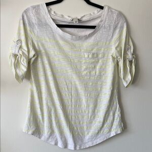 Banana republic Striped White and Yellow Women's Top-Medium